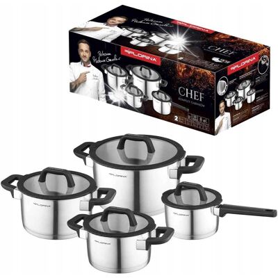 Zestaw Garnków Florina Chef 8 Cz. Indukcja Inox By Mateusz Gessler Zestaw Garnków Florina Chef 8 Cz. Indukcja Inox By Mateusz Gessler