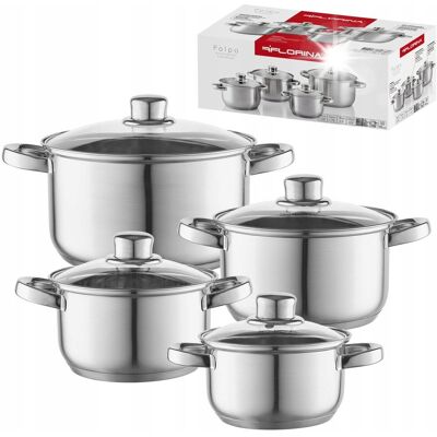 Zestaw Garnków Florina Polpo 8 Cz. Elementów Indukcja Inox Zestaw Garnków Florina Polpo 8 Cz. Elementów Indukcja Inox