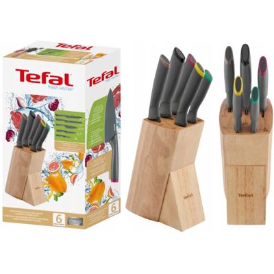 ZESTAW KOMPLET 5 NOŻY ZE STALI NIERDZEWNEJ TEFAL FRESH KITCHEN + BLOK ZESTAW KOMPLET 5 NOŻY ZE STALI NIERDZEWNEJ TEFAL FRESH KITCHEN + BLOK