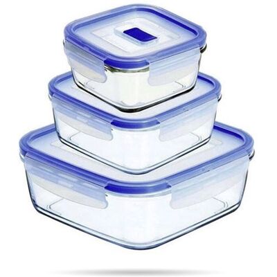 Arcoroc Zestaw Pure Box Active 3 kwadratowy Lunchbox 380 ml 760 ml 1,22 L LUMINARC Arcoroc Zestaw Pure Box Active 3 kwadratowy Lunchbox 380 ml 760 ml 1,22 L LUMINARC