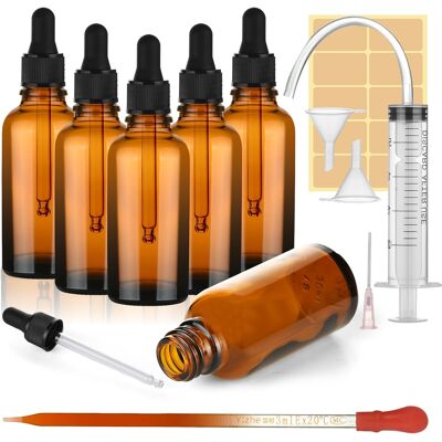 Inny producent Butelki 6 Sztuk 50ml Szklane Bursztynowe Zakraplaczem Pipeta Lejki Inny producent Butelki 6 Sztuk 50ml Szklane Bursztynowe Zakraplaczem Pipeta Lejki