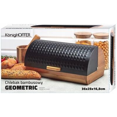 Konighoffer Chlebak Nowoczesny Jednoczęściowy Czarny Bambus Geometryczny Pojemnik Pieczywo Konighoffer Chlebak Nowoczesny Jednoczęściowy Czarny Bambus Geometryczny Pojemnik Pieczywo