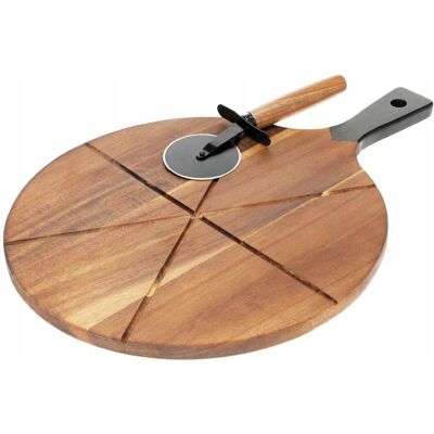 Excellent Houseware DESKA DO PIZZY DREWNIANA OKRĄGŁA Z NOŻEM Ø30 DESKA Z LINIAMI RÓWNE KAWAŁKI Excellent Houseware DESKA DO PIZZY DREWNIANA OKRĄGŁA Z NOŻEM Ø30 DESKA Z LINIAMI RÓWNE KAWAŁKI
