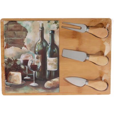 Excellent Houseware DESKA DO SERÓW BAMBUSOWA Z ZESTAWEM NOŻYKÓW 30X21 CM NA PREZENT Excellent Houseware DESKA DO SERÓW BAMBUSOWA Z ZESTAWEM NOŻYKÓW 30X21 CM NA PREZENT