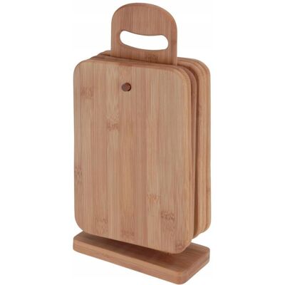 Excellent Houseware DESKI DO KROJENIA BAMBUSOWA zestaw na stojaku 6szt Excellent Houseware DESKI DO KROJENIA BAMBUSOWA zestaw na stojaku 6szt