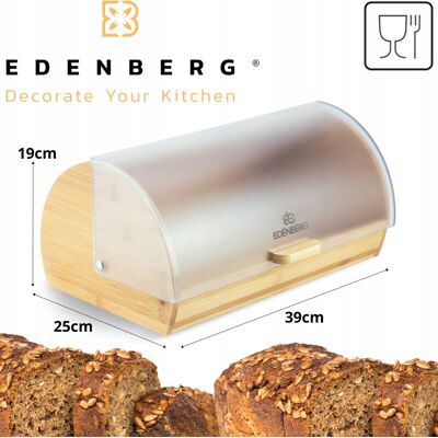 Edenberg Duży Chlebak Bambusowy Chlebak Bambusowy Z Pokrywą Pojemnik Chlebak 39x25cm Edenberg Duży Chlebak Bambusowy Chlebak Bambusowy Z Pokrywą Pojemnik Chlebak 39x25cm