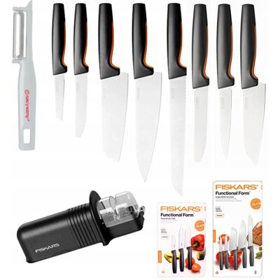 Fiskars Zestaw Komplet 8x Noży Kuchennych Siekania Krojenia + Ostrzałka Ff Fiskars Zestaw Komplet 8x Noży Kuchennych Siekania Krojenia + Ostrzałka Ff