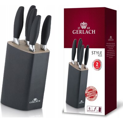 GERLACH STYLE PLUS ZESTAW 5 NOŻY W BLOKU NOŻE KUCHENNE KOMPLET PREMIUM GERLACH STYLE PLUS ZESTAW 5 NOŻY W BLOKU NOŻE KUCHENNE KOMPLET PREMIUM
