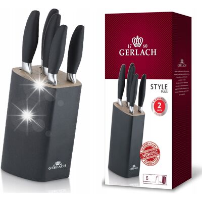 GERLACH ZESTAW KOMPLET 5 NOŻY NÓŻ KUCHENNY W BLOKU SANTOKU SZEFA STYLE PLUS GERLACH ZESTAW KOMPLET 5 NOŻY NÓŻ KUCHENNY W BLOKU SANTOKU SZEFA STYLE PLUS