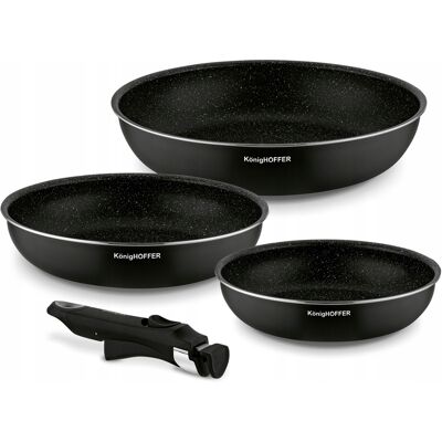 Konighoffer Komplet Patelni Z Odpinaną Rączką Spinel Black 20/24/28 Cm Konighoffer Komplet Patelni Z Odpinaną Rączką Spinel Black 20/24/28 Cm