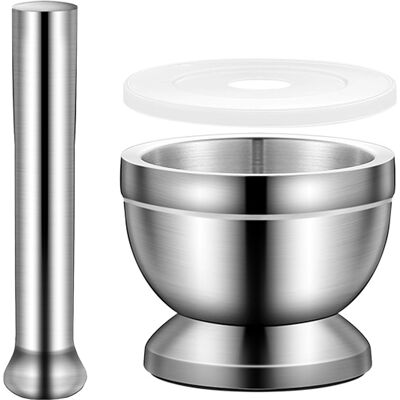 Inny producent Moździerz Ze Stali Nierdzewnej Z Tłuczkiem 12 Cm, Srebrny Inny producent Moździerz Ze Stali Nierdzewnej Z Tłuczkiem 12 Cm, Srebrny