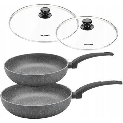 Florina Patelnia Tradycyjna Zestaw Patelni Z Pokrywą Aluminiowa Głęboka 24cm 26cm Florina Patelnia Tradycyjna Zestaw Patelni Z Pokrywą Aluminiowa Głęboka 24cm 26cm