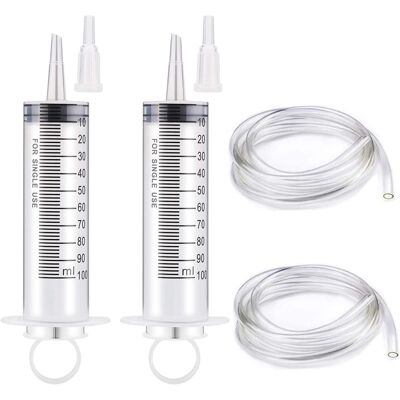 Inny producent Strzykawka 2 Sztuki 100ml Duża Plastikowa Z Rurką Miarka Inny producent Strzykawka 2 Sztuki 100ml Duża Plastikowa Z Rurką Miarka