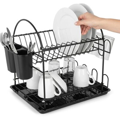 Tadar Suszarka Do Naczyń Dwupoziomowa Ociekacz Na Talerze Sztućce Czarna 37 Cm Tadar Suszarka Do Naczyń Dwupoziomowa Ociekacz Na Talerze Sztućce Czarna 37 Cm
