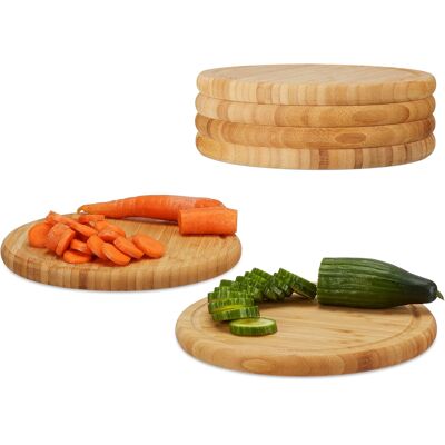 RELAXDAYS Zestaw 6 Okrągłych Desek Bambusowych Do Krojenia 25 Cm, Naturalny RELAXDAYS Zestaw 6 Okrągłych Desek Bambusowych Do Krojenia 25 Cm, Naturalny