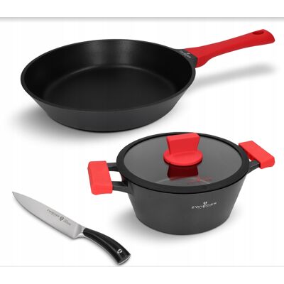 Zestaw Garnka, Patelni I Noża 4 El. Obsidian Zwieger Zestaw Garnka, Patelni I Noża 4 El. Obsidian Zwieger
