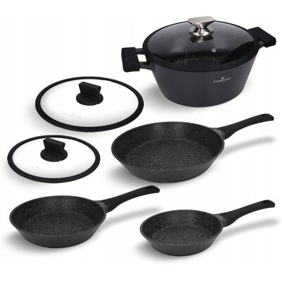 Zestaw Garnka Patelni I Pokrywek 7 El. Black Stone Zwieger Zestaw Garnka Patelni I Pokrywek 7 El. Black Stone Zwieger