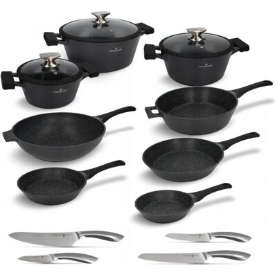 Zwieger Zestaw Garnków, Patelni I Noży 15 El Black Stone Zwieger Zestaw Garnków, Patelni I Noży 15 El Black Stone