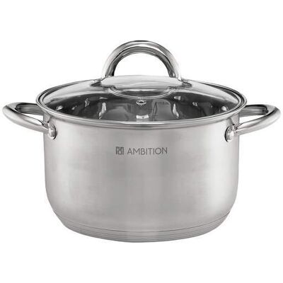 AMBITION GARNEK STALOWY z POKRYWKĄ 44469 SOLAR 2,5L 18CM INDUKCJA AMBITION GARNEK STALOWY z POKRYWKĄ 44469 SOLAR 2,5L 18CM INDUKCJA
