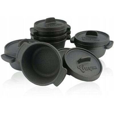 BBQ-Toro - 6x Ø11cm Mini - Ø11 cm - Mini - Cast Iron Serving Pots Set BBQ-Toro - 6x Ø11cm Mini - Ø11 cm - Mini - Cast Iron Serving Pots Set