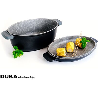 Brytfanna Aluminiowa Z Pokrywką Na Indukcję 5,6 L Czarna Gota Cook Duka Brytfanna Aluminiowa Z Pokrywką Na Indukcję 5,6 L Czarna Gota Cook Duka