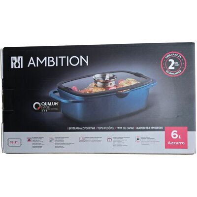 BRYTFANNA GARNEK PATELNIA GŁĘBOKA AMBITION AZZURRO 32x21cm 6L do PIEKARNIK BRYTFANNA GARNEK PATELNIA GŁĘBOKA AMBITION AZZURRO 32x21cm 6L do PIEKARNIK