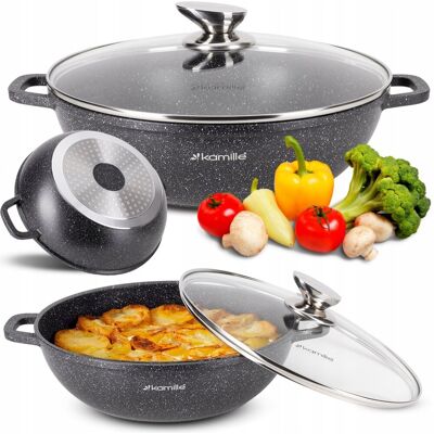 Kamille Garnek 28cm 4l Tradycyjny Kamienny Z Pokrywką Indukcja Gaz Kamille Garnek 28cm 4l Tradycyjny Kamienny Z Pokrywką Indukcja Gaz