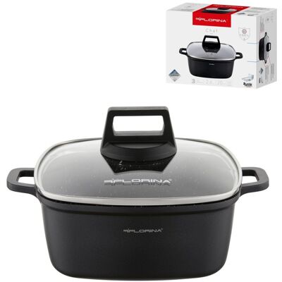 Garnek aluminiowy Florina Chef kwadratowy 20 cm 2,6L do piekarnika Garnek aluminiowy Florina Chef kwadratowy 20 cm 2,6L do piekarnika