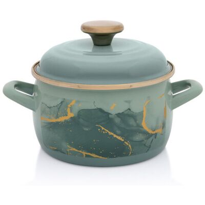Metalac Garnek Emaliowany 16 Cm 2.2l, Miętowy, Marble Metalac Garnek Emaliowany 16 Cm 2.2l, Miętowy, Marble