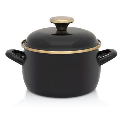 Garnek Emaliowany 16 Cm 2.2l Z Pokrywką, Czarny, Kolekcja Black Metalac Garnek Emaliowany 16 Cm 2.2l Z Pokrywką, Czarny, Kolekcja Black Metalac