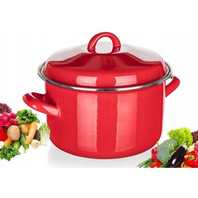 Garnek emaliowany BANQUET 3,4L 20 cm CZERWONY z pokrywką do gotowania obiad Garnek emaliowany BANQUET 3,4L 20 cm CZERWONY z pokrywką do gotowania obiad