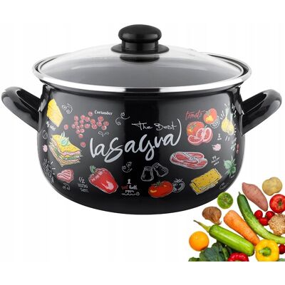 Banquet GARNEK EMALIOWANY pleszew 18 cm 3 L kuchenny do gotowania zupa czarny dekor Banquet GARNEK EMALIOWANY pleszew 18 cm 3 L kuchenny do gotowania zupa czarny dekor