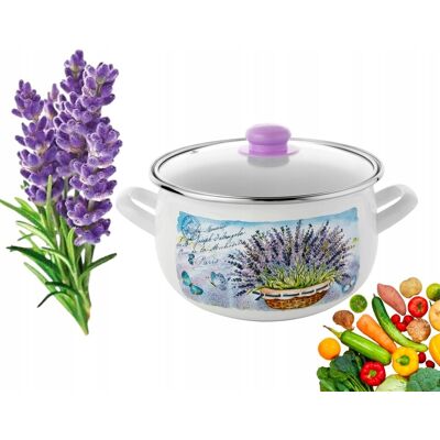 Banquet GARNEK EMALIOWANY pleszew 22 cm 5,3 L do gotowania zupy obiad LAWENDA dekor Banquet GARNEK EMALIOWANY pleszew 22 cm 5,3 L do gotowania zupy obiad LAWENDA dekor