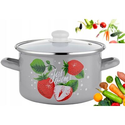 Banquet GARNEK EMALIOWANY pleszew 22 cm 5,3 L duży do gotowania zupa w TRUSKAWKI Banquet GARNEK EMALIOWANY pleszew 22 cm 5,3 L duży do gotowania zupa w TRUSKAWKI