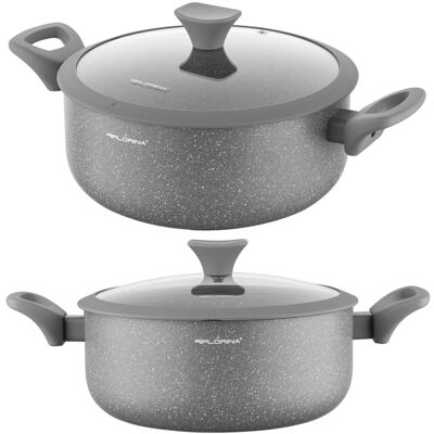 Garnek Florina Pierre 20 Cm 2,3l Aluminiowy Szary Z Pokrywką Indukcja Garnek Florina Pierre 20 Cm 2,3l Aluminiowy Szary Z Pokrywką Indukcja