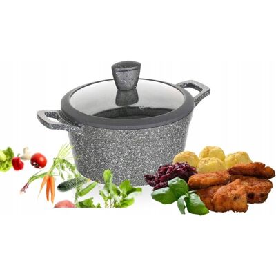 Banquet Garnek Granite Szary 24 Cm Do Gotowania Pokrywka 4,3 L Jedzenia Obiadu Box Banquet Garnek Granite Szary 24 Cm Do Gotowania Pokrywka 4,3 L Jedzenia Obiadu Box