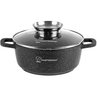MASTERPAN Garnek Marmurkowy 2,3l Z Pokrywką 20 Cm System Aroma Na Indukcję Gaz MASTERPAN Garnek Marmurkowy 2,3l Z Pokrywką 20 Cm System Aroma Na Indukcję Gaz