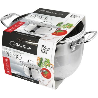 Galicja Garnek Primo, Stal Nierdzewna, 24 Cm, 5,8l Galicja Garnek Primo, Stal Nierdzewna, 24 Cm, 5,8l