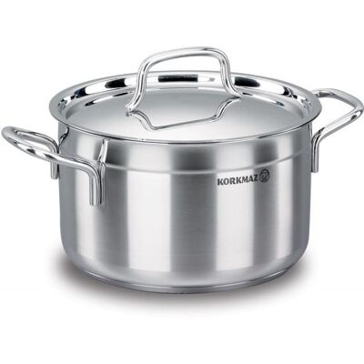 Garnek Stalowy 18/10 Ze Stalową Pokrywką 20x11cm 3.5l Korkmaz Alfa A1018 Garnek Stalowy 18/10 Ze Stalową Pokrywką 20x11cm 3.5l Korkmaz Alfa A1018