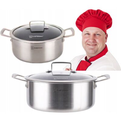 MASTERPAN Garnek Stalowy 24 Cm Z Pokrywką - Na Gaz I Indukcję MASTERPAN Garnek Stalowy 24 Cm Z Pokrywką - Na Gaz I Indukcję