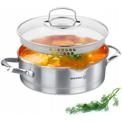 Garnek Tradycyjny 3l Z Pokrywą 24cm Korkmaz Steama Gaz Indukcja Garnek Tradycyjny 3l Z Pokrywą 24cm Korkmaz Steama Gaz Indukcja