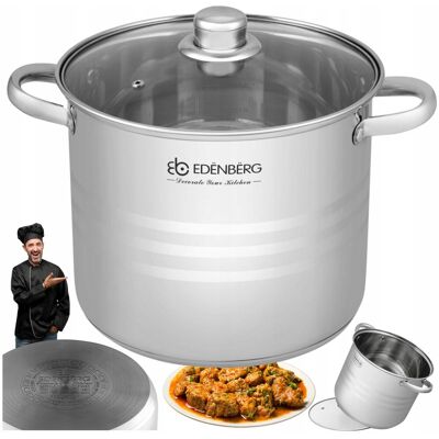Edenberg Garnek Wysoki Ze Stali Nierdzewnej Rondel Garnek Rosołowy Wysoki 26cm 10.6l Edenberg Garnek Wysoki Ze Stali Nierdzewnej Rondel Garnek Rosołowy Wysoki 26cm 10.6l