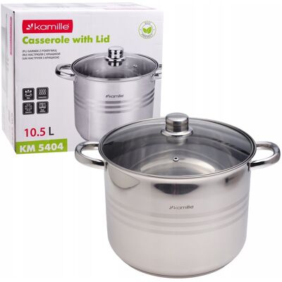 Kamille Garnek Z Pokrywką 10,5l 26cm Stalowy Nierdzewny Gaz Indukcja Kamille Garnek Z Pokrywką 10,5l 26cm Stalowy Nierdzewny Gaz Indukcja