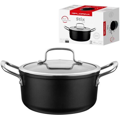 Garnek Z Pokrywką Florina Stix 20 Cm 2,5l Aluminiowy Indukcja Gaz Czarny Garnek Z Pokrywką Florina Stix 20 Cm 2,5l Aluminiowy Indukcja Gaz Czarny
