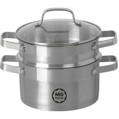 Garnek Ze Stali Nierdzewnej Z Wkładem Do Gotowania Na Parze Mg Home Professional 3,6 L 20 Cm Garnek Ze Stali Nierdzewnej Z Wkładem Do Gotowania Na Parze Mg Home Professional 3,6 L 20 Cm