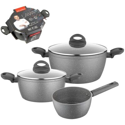 Garnki Florina Lava Stone 3 Szt. 1,5 2,4 I 4 L Kamienne Gessler Indukcja Garnki Florina Lava Stone 3 Szt. 1,5 2,4 I 4 L Kamienne Gessler Indukcja