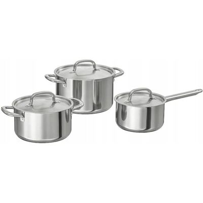 Ikea 365+ Zestaw Garnków Z Pokrywą Stalowych 3 Szt Ikea 365+ Zestaw Garnków Z Pokrywą Stalowych 3 Szt