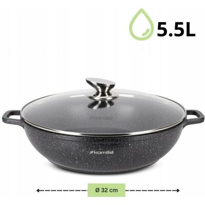 Kamille Garnek Kamienny Z Pokrywą Marmurowy 32cm 5.5l Patelnia Do Gotowania Kamille Garnek Kamienny Z Pokrywą Marmurowy 32cm 5.5l Patelnia Do Gotowania