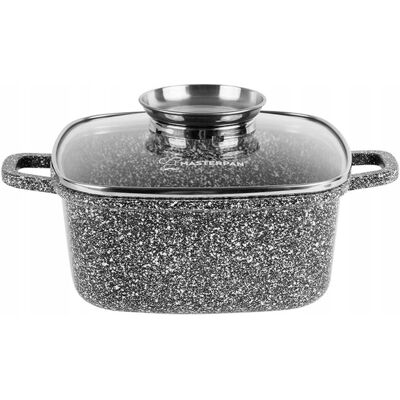 MASTERPAN Kwadratowy Garnek Granitowy 2.8 L Z Pokrywką 20 Cm System Aroma Na Indukcję Gaz MASTERPAN Kwadratowy Garnek Granitowy 2.8 L Z Pokrywką 20 Cm System Aroma Na Indukcję Gaz