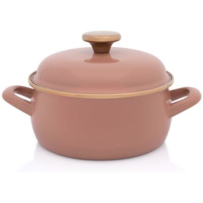 Metalac Niski Garnek Emaliowany Z Emaliowaną Pokrywką 18 Cm, 2,4 L, Beżowy, Kolekcja Mokka Metalac Niski Garnek Emaliowany Z Emaliowaną Pokrywką 18 Cm, 2,4 L, Beżowy, Kolekcja Mokka